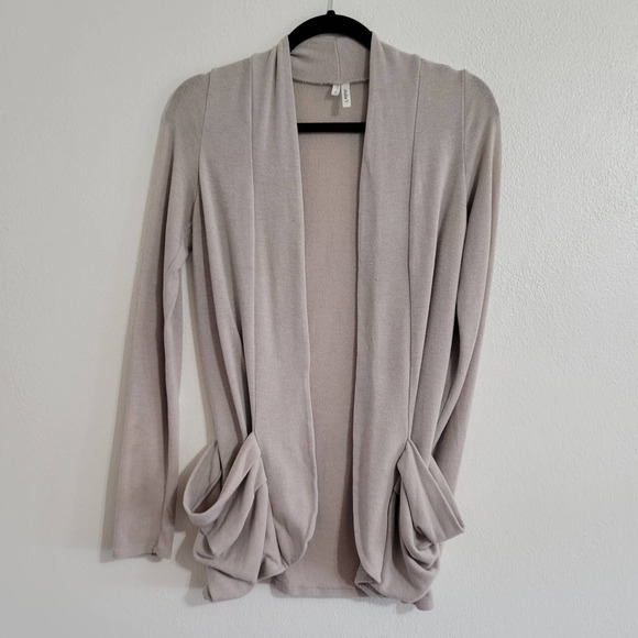Studio Y Long Sleeve Open Front Cardigan with Pockets - Picture 1 of 4
